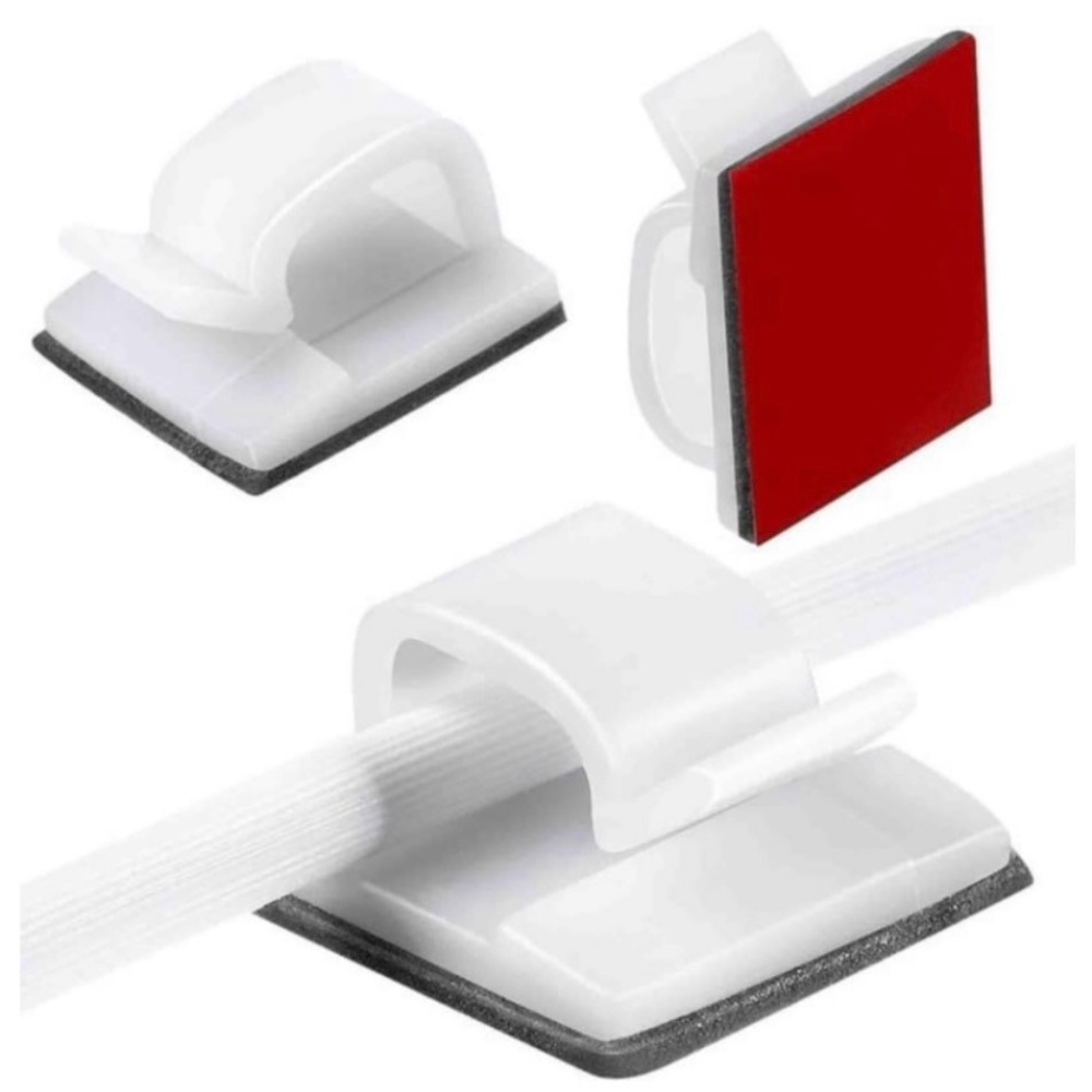 💞 New Pack of 3 White Adhesive Cord & Cable Organizer Clips for Home
